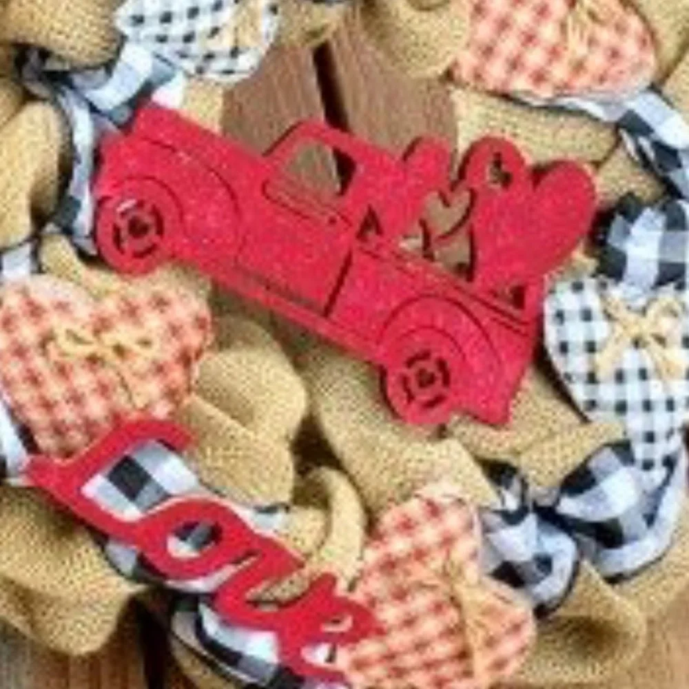 ❤️ 20” Red Truck Christmas Door Handmade Wreath